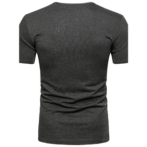 Nouveau T-shirt élégant en gros OEM de haute qualité à col en V, impression personnalisée du logo, T-shirt uni à col en V pour homme - Product Image 6
