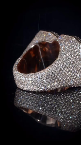 Bague personnalisée numéro 22 en moissanite taille baguette pour homme, en or rose, style hip-hop, sertie de diamants de laboratoire, en argent massif, bijou de déclaration carré - Product Image 3