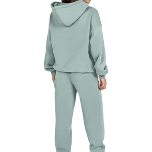 Ensemble de survêtement chaud pour femme, automne-hiver, épais, 2 pièces, pantalon de jogging et sweat à capuche, coupe ample, personnalisable avec OEM - Product Image 2