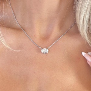 Colgante Solitario de Diamante Cultivado en Laboratorio de Corte Ovalado de 3 Quilates, Chapado en Rodio, 14K, Certificado IGI, Diamantes Rellenos, Clásico y Lujoso para Mujer - Product Image 4
