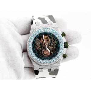 Iced Moissanite Quartz Watch for Men Stainless Steel Case Sapphire <b>Crystal</b> Dial 10 Bar <b>Water</b> Resistant Diamond Hip Hop Luxury - Product Image 1