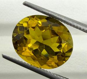 Turmalina amarilla natural, piedra preciosa suelta, turmalina auténtica para hacer joyas, anillo, colgante, regalo para coleccionistas, forma ovalada, 3,88 ct - Product Image 1