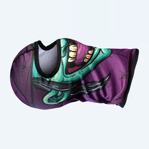 Character Balaclava Face Mask Full Coverage Outdoor Unisex 100% Polyester Adult Size 56-58CM Purple Green Print - Product Image 6