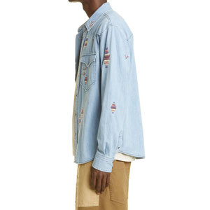 เสื้อเชิ้ตเดนิมลำลองทรงเข้ารูปสำหรับผู้ชาย คุณภาพสูง ระบายอากาศได้ดี เหมาะสำหรับฤดูร้อน แขนยาว มีกระเป๋าหลายช่อง ไซส์ใหญ่พิเศษถึง 6XL ปรับแต่งได้ - Product Image 4