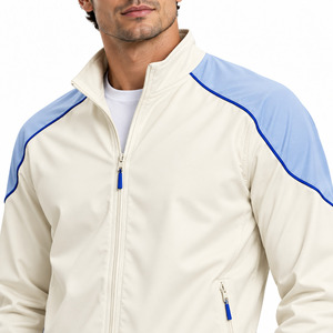 Ensemble de survêtement bleu ciel crème avec veste à col montant zippée intégral et bande latérale, et pantalon à bande latérale, style tennis - Product Image 4