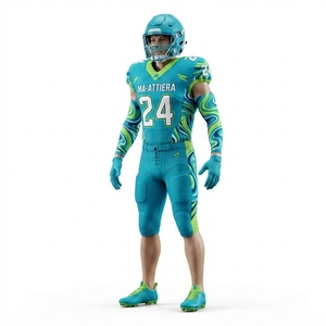 Custom Teal Lime American Football Uniform <b>Padded</b> Jersey <b>Pants</b> Set Team Sports Apparel - Product Image 3