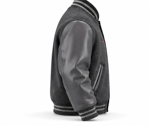 Chaqueta Varsity para Hombre con Logotipo Bordado Personalizado, Manga de Cuero Color Carbón, Estilo Universitario Vintage, Venta al Por Mayor OEM - Product Image 3