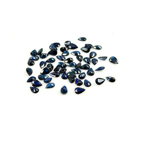 Zafiros azules naturales sin tratar, calibrados en forma de pera de 3x5 mm, piedra preciosa de zafiro azul facetada natural suelta para la fabricación de joyas. - Product Image 1