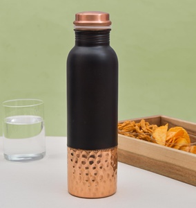 Gourde décorative à motif floral bohème, bouteille d'eau en métal avec couvercle en cuivre, gourde de voyage portable - Product Image 5