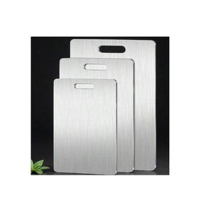 Planche à découper en acier inoxydable pur épaissi, planche à découper antibactérienne pour la cuisine, planches à découper en métal - Product Image 2
