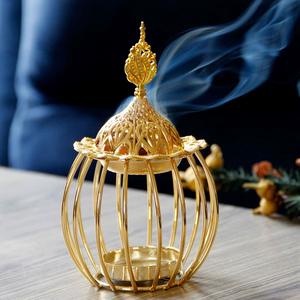 Golden Polish Metal <b>Incense</b> Burner Premium Quality <b>Holder</b> For <b>Incense</b> <b>Sticks</b> Cones And Fragrant Resin - Product Image 1