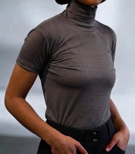 Chemise d'équitation personnalisée 2026 à manches courtes et col roulé en maille à séchage rapide pour femme – Vêtement d'équitation - Product Image 4
