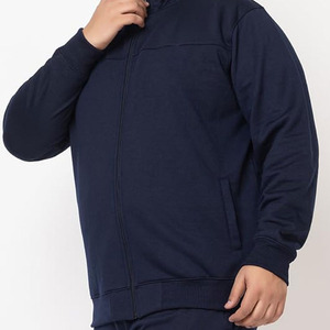 Men's Navy Blue Full <b>Zip</b> <b>Hooded</b> Tracksuit Set Casual Color Breathable Sweatshirt Pants Side Pockets Skinny Fit Winter Wear - Product Image 5