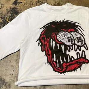 เสื้อยืดผู้ชาย ผ้าฝ้าย 100% คุณภาพสูง สไตล์โอเวอร์ไซส์ สตรีทแวร์ 280GSM ลายกราฟิกประดับเพชร - Product Image 4