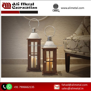 Linterna de madera hecha a mano con abalorio rústico moderno para decoración y personalización del jardín del hogar y la boda - Product Image 5