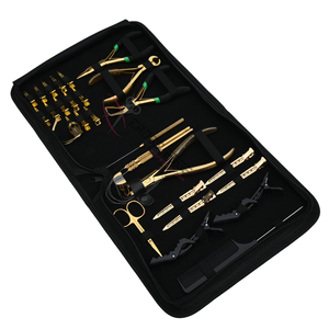 All in One Gold Hair Extension Tool Set with TapeIn Plier Micro Bead Remover Crimping Tool Keratin Bond <b>Cutter</b> Pulling Loop hook - Product Image 1