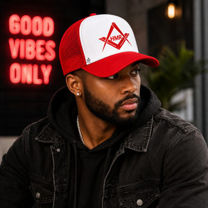 Gorra Casual de Primavera Ajustable de Malla Roja y Blanca para Ropa Masónica Griega de la Hermandad y Fraternidad Masónica - Product Image 3