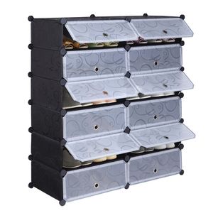 Armadio Modulare a 12 Cubi in Plastica Fai-da-Te con Ante, Organizzatore per Scarpe e Oggetti per Casa o Ufficio - Product Image 5
