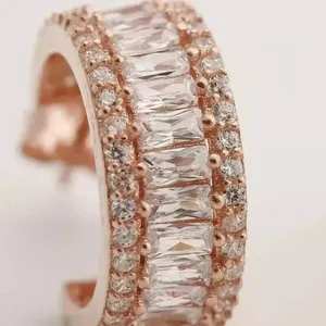 Pendientes de Aro de Moissanita de Lujo para Mujer, Plata de Ley 925, Chapados en Oro Rosa, Joyería para Bodas y Fiestas - Product Image 4