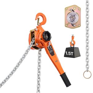 "10FT Heavy Duty Manual Lever Chain <b>Hoist</b> 1 1/2T 3300LBS Capacity G80 Alloy Steel Chain with Dual Pawl Mechanism" - Product Image 1