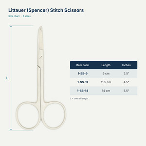 กรรไกรตัดไหมเย็บแผล Littauer Spencer ขนาด 9, 11.5, 14 ซม. ใบมีดโค้ง สำหรับถอดไหมเย็บแผล สแตนเลสสตีล ใช้ซ้ำได้ - Product Image 5