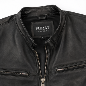 Fashion Spring and Autumn Women's Leather Jacket Customized Color Size Black <b>Zipper</b> Motorcycle Coat - Product Image 4