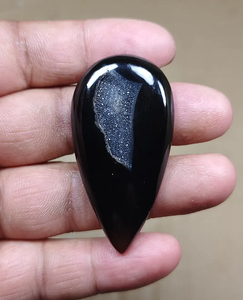 พลอยออนิกซ์สีดำธรรมชาติคุณภาพสูงทรงหยดน้ำแบบหลวมขัดเงาโดย Alba Gems สำหรับทำแหวน จี้ และเครื่องประดับ - Product Image 2