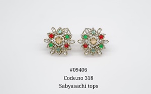 09406Colorful <b>Floral</b> <b>Hoop</b> Earrings Statement Ear Jewelry Mehandi Tone <b>Floral</b> Stud Earrings for Party Wedding Gift - Product Image 4