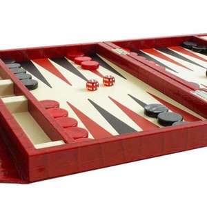 Factory Custom Modern Large 21 23 Inch Red Leather <b>Backgammon</b> Chips Chess Game <b>Set</b> with Leather Table for Children Middle East - Product Image 3