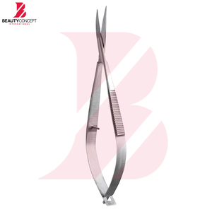 Microtijeras de color plateado con extremos dorados, instrumento de belleza de calidad premium, 5.5 pulgadas, cuchillas rectas, tijeras de belleza con resorte. - Product Image 6