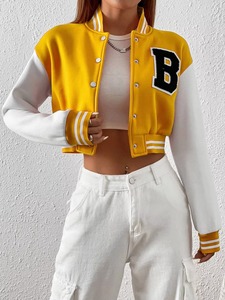 Custom Women Embroidered Varsity Leather Jacket Wool Body Cowhide Sleeves College Fashion OEM ODM Sample Service Available - Product Image 2