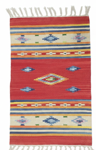 Tapis en coton tissé à la main, motif floral moderne, réversible, lavable en machine, à poils longs, pour la maison, les voyages, le camping, les pique-niques - Product Image 4