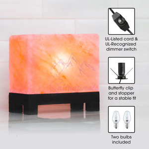 Lampe de sel de l'Himalaya artisanale de forme cubique, design premium, pour la décoration - Product Image 6