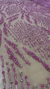 Tela de Tul Bordada con Cuentas Pesadas al por Mayor, Hilo Dorado, Pedrería Azul, Encaje Floral para Vestidos de Gala y Ropa de Noche DIY - Product Image 2