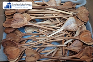 Juego de Cucharas de Madera Ecológicas con Forma de Corazón, Utensilios de Madera Natural, 20 Piezas, Hechas en Vietnam - Product Image 6
