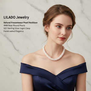 Collar de Perlas Tejidas WENCHI, Blanco, 45 cm/18 Pulgadas de Largo, Accesorio Elegante y Delicado - Product Image 3