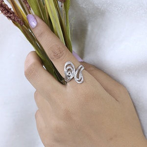 Fashion Sterling Silver Abstract Swirl Statement <b>Ring</b> for Women handmade Openwork Textured <b>Cocktail</b> <b>Ring</b> - Product Image 3