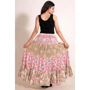 Boho Cotton Patchwork Printed Breathable Casual <b>Long</b> Maxi <b>Skirt</b> Handmade Indian Women's Festival <b>Skirt</b> - Product Image 5