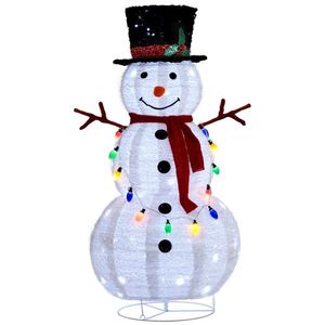 4FT Pre-Lit <b>Pull</b>-Up Snowman 100 White LEDs with Multi-Color <b>Light</b> String Stake Christmas Yard Decorations Lighted Figurine & Toy - Product Image 6