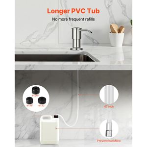 Dispenser di Sapone per Lavello da Cucina in Acciaio Inossidabile con Tubo di Prolunga da 120 cm - Funzione Integrata per Sapone da Cucina sul Piano di Lavoro - Product Image 2