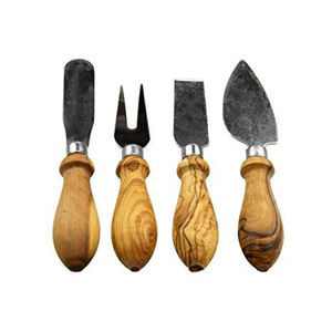 Juego de cuchillos para queso de acero inoxidable con mangos de madera de bambú natural, herramientas para queso duro y blando, accesorios de cocina - Product Image 1