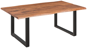 Mesa de Comedor Rectangular Industrial de Metal y Madera con Tablero de Madera de Acacia Sólida y Patas Plegables en Forma de U en Negro Mate para el Hogar y la Cocina - Product Image 2