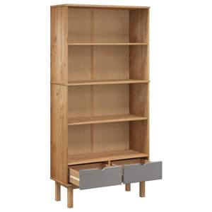 Librería de pino de madera maciza OTTA con 2 cajones disponible en colores marrón y gris - Product Image 5