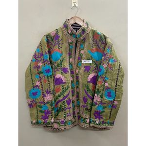Handmade 100% Cotton kantha Embroidered Jacket for <b>Women</b> one-of-kind Full Sleeve Floral Pattern Spring Bohemian Style <b>Coat</b> - Product Image 5