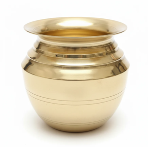 High-shine metallic brass kalash <b>Lota</b> vessel for auspicious daily prayer rituals, available at wholesale prices. - Product Image 3