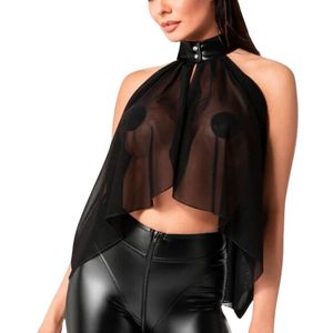 Women's Black Sheer Mesh Bodysuit Long Sleeve High Neck Stretch Slim Fit One Piece Elegant Transparent Fashion Bodywear Top - Product Image 2