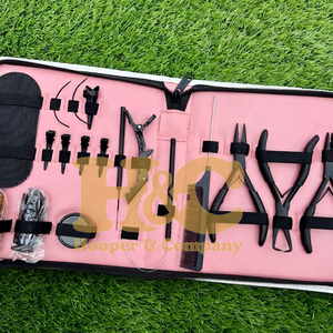 Top Quality Hair Extension Tool <b>Kit</b> Tape Plier Sustainable Loop Hair Clip <b>Beads</b> Comb Hair <b>Kit</b> Black Hair Extension <b>Kit</b> pink Case - Product Image 2
