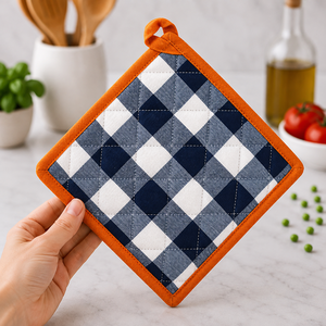 Most Selling Yarn Dyed Check Pattern Soft and Durable Kitchen Usage Pot <b>Holder</b> 100% Recycled Cotton Pot <b>Holders</b> Indian Supplier - Product Image 2