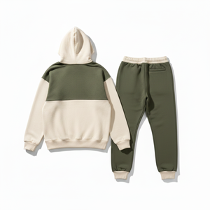 Conjuntos deportivos de algodón grueso con logo personalizado y bloques de color para hombre, ropa de dos piezas para invierno. - Product Image 6