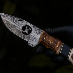 Couteau de chasse à lame fixe en acier Damas, fait main, personnalisable, compatible OEM pour les détaillants, pour la chasse et le camping - Product Image 2